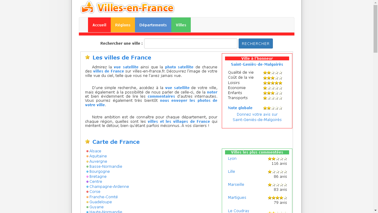 Capture d'écran de http://www.villes-en-france.fr/